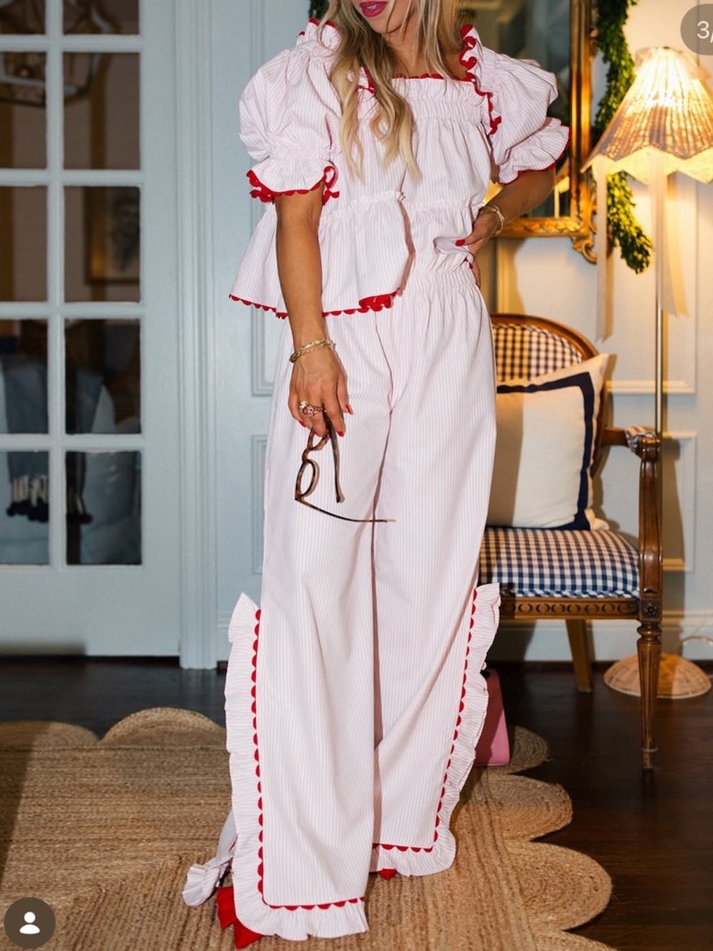 Elizabeth Wilson Polly Pajama Set Pink/White Stripe Color size X-LARGE NWT